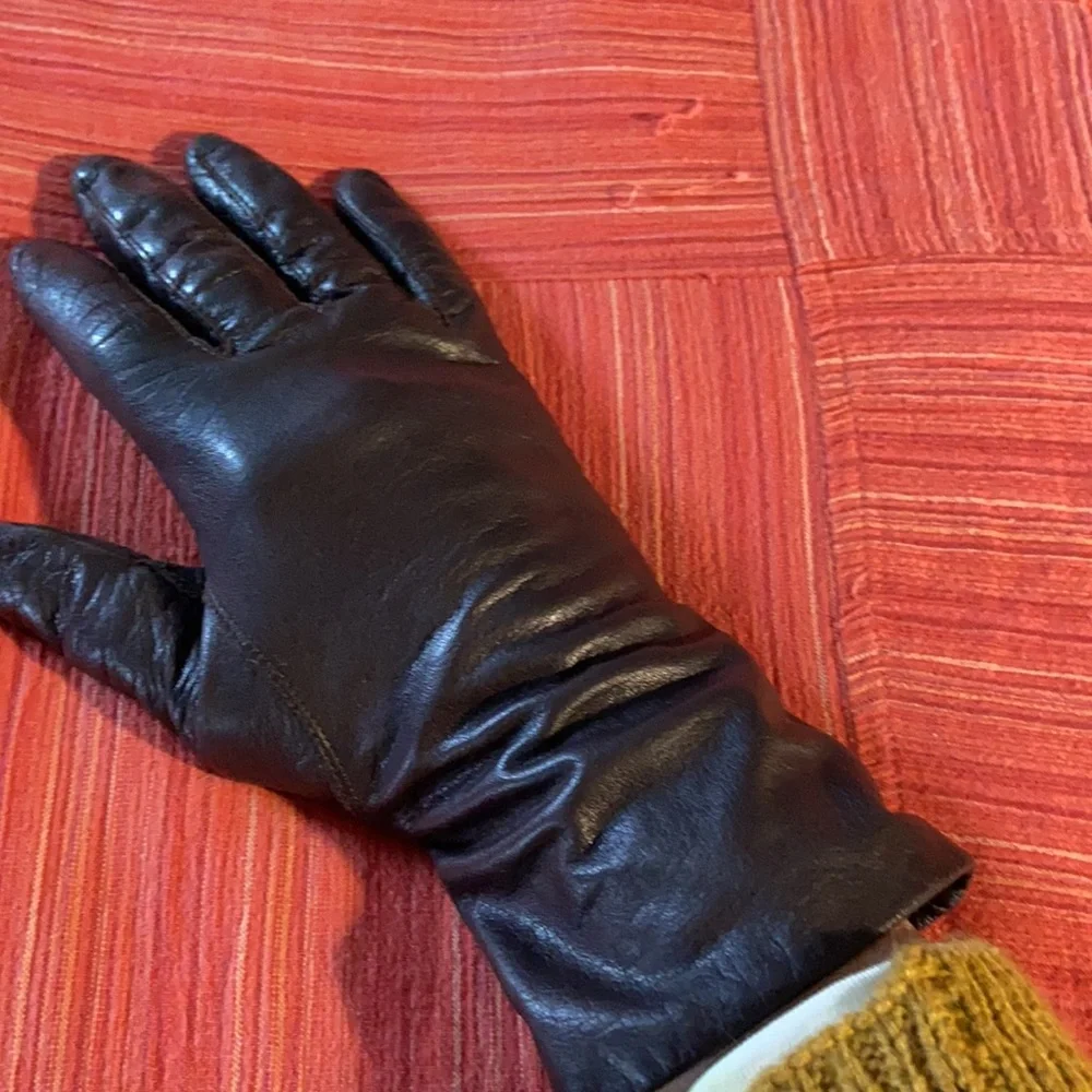 Chocolate Brown Genuine Leather Gloves Sz S